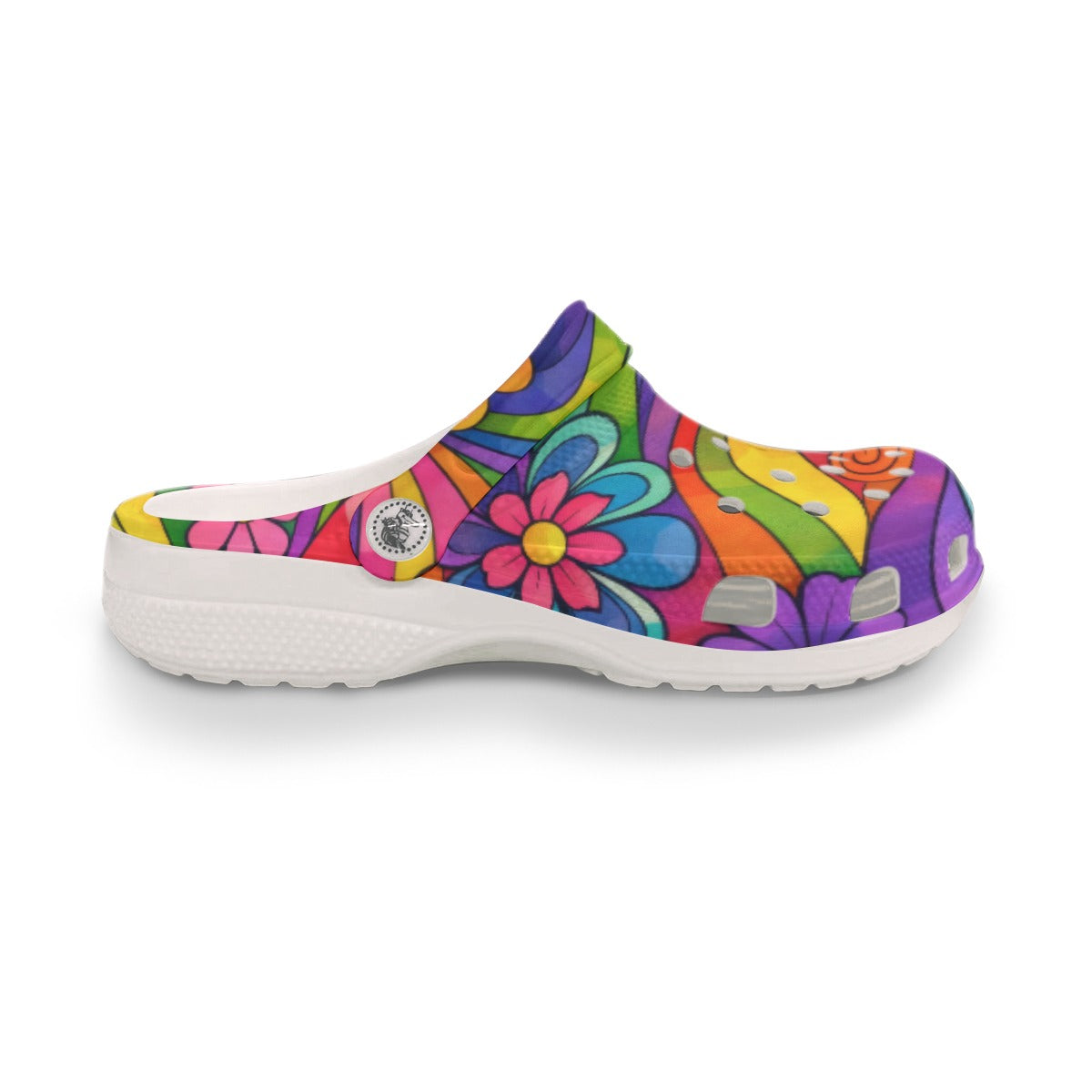 70s Rainbow Flower Power Men's Classic Clogs | All-Over Print