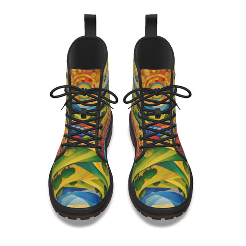 Colorful Landscape Lace-Up Boots