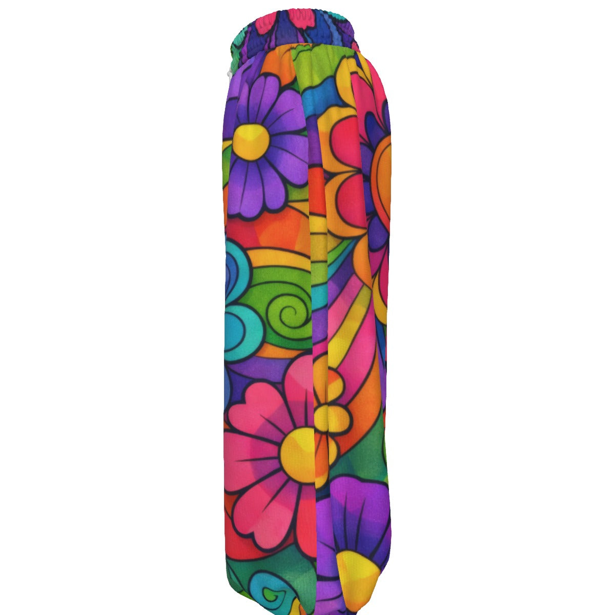 Rainbow Flower Power Unisex Lantern Pants | 70s Groovy Floral Print