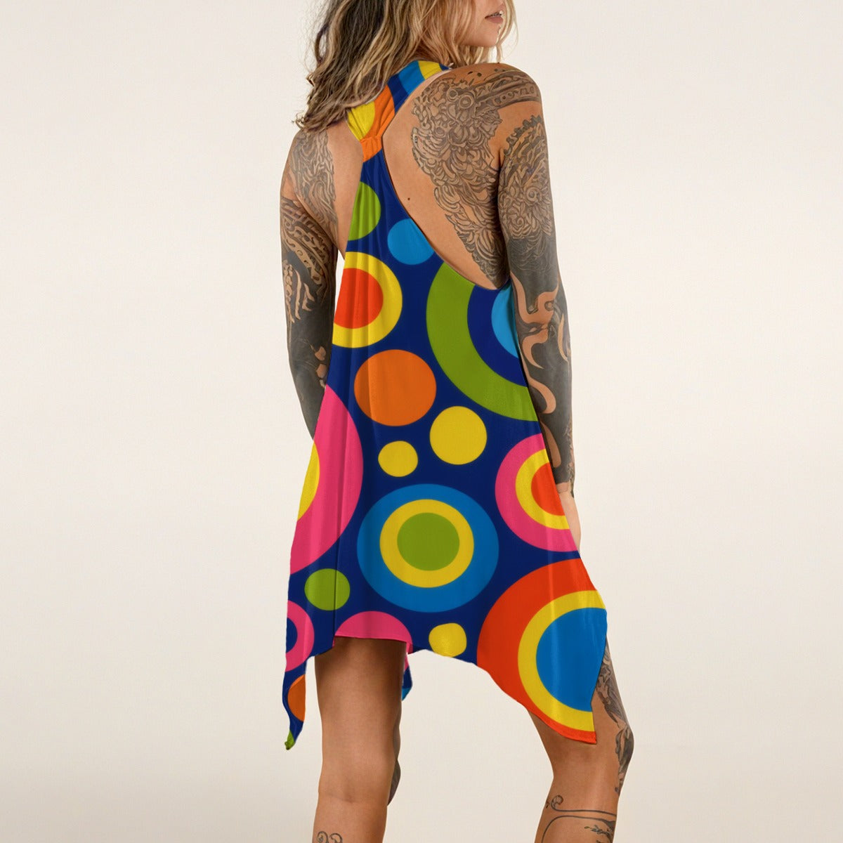 Groovy 1960s Retro Geometric Circles Apparel All-over print Women's Sleeveless Tank Dress