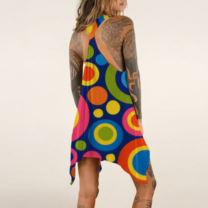 Groovy 1960s Retro Geometric Circles Apparel All-over print Women's Sleeveless Tank Dress