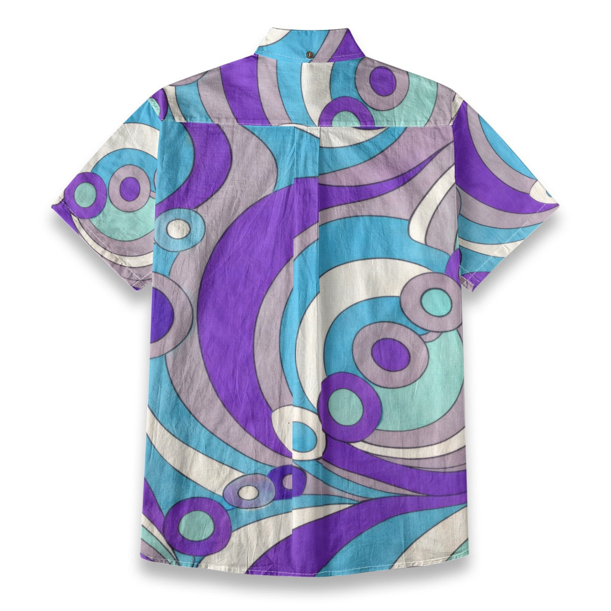 60s Mod Op-Art Circles Men's Cotton Shirt | All-Over Print Beach Shirt