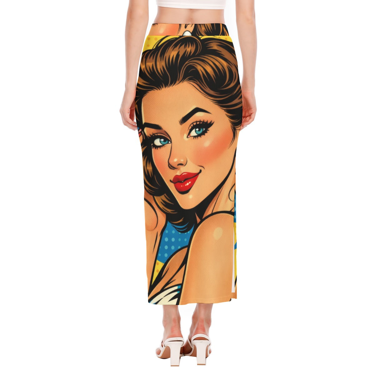 Vintage 60s Retro Comic Pop Art Girl Apparel All-Over Print Women's Side Slit Skirt