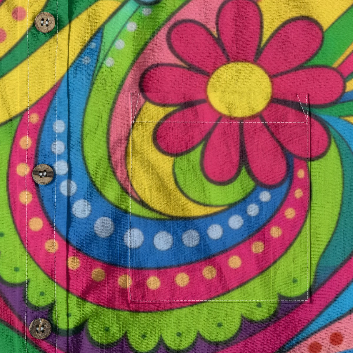 70s Psychedelic Paisley Men's Cotton Shirt | All-Over Print Beach Shirt