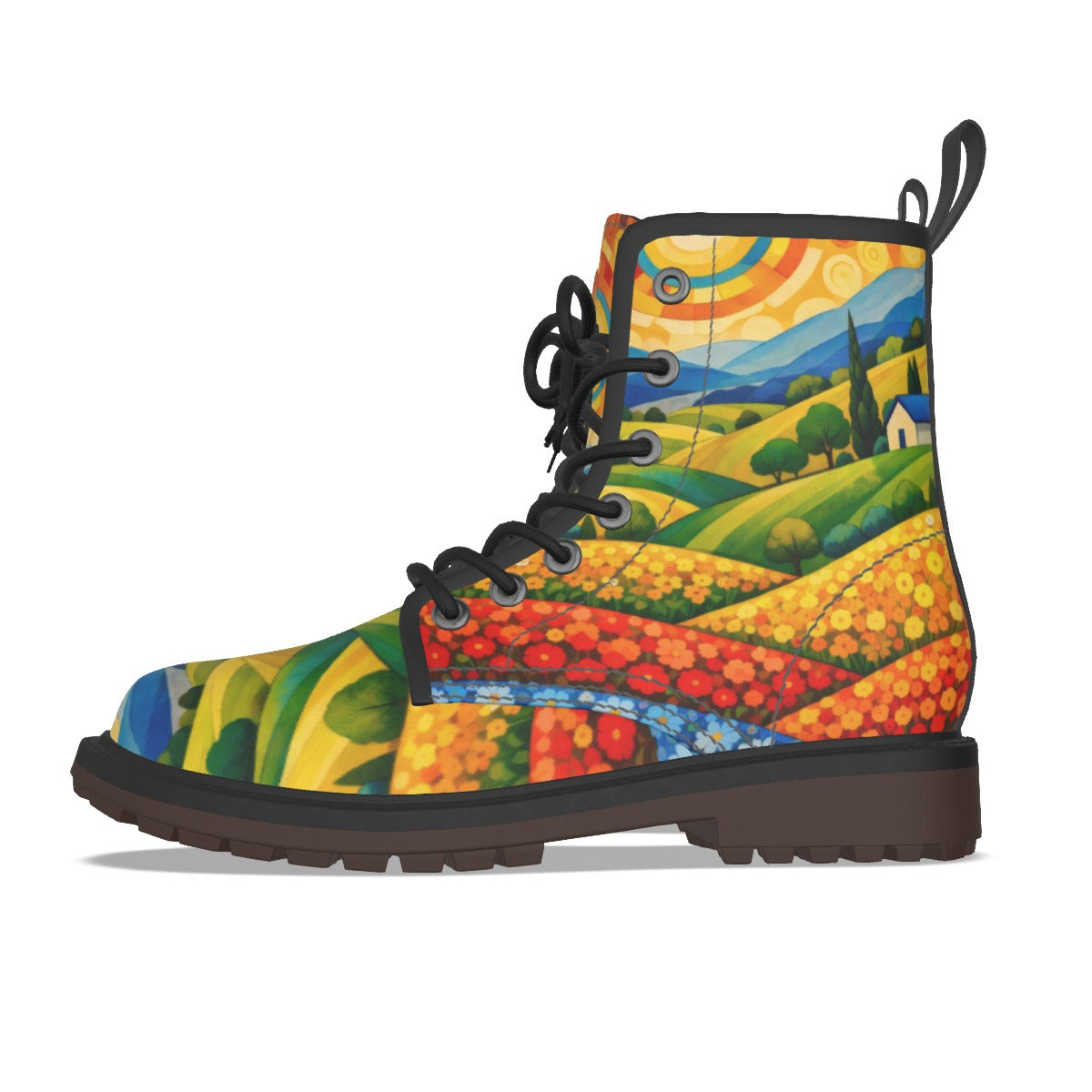 Colorful Landscape Lace-Up Boots