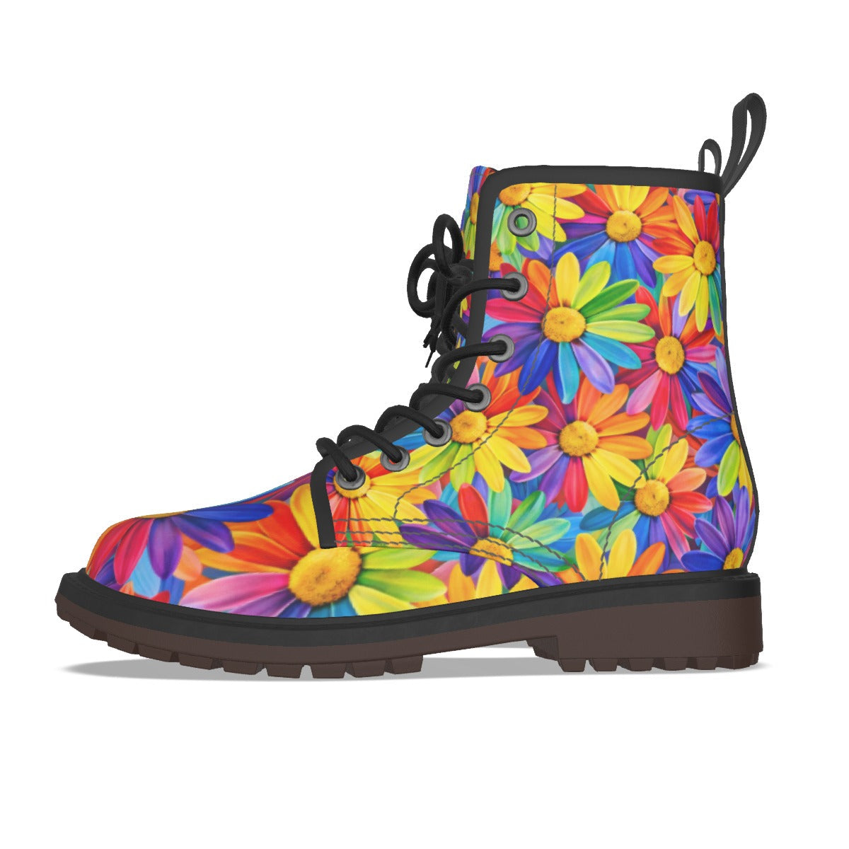Rainbow Daisy Combat Boots