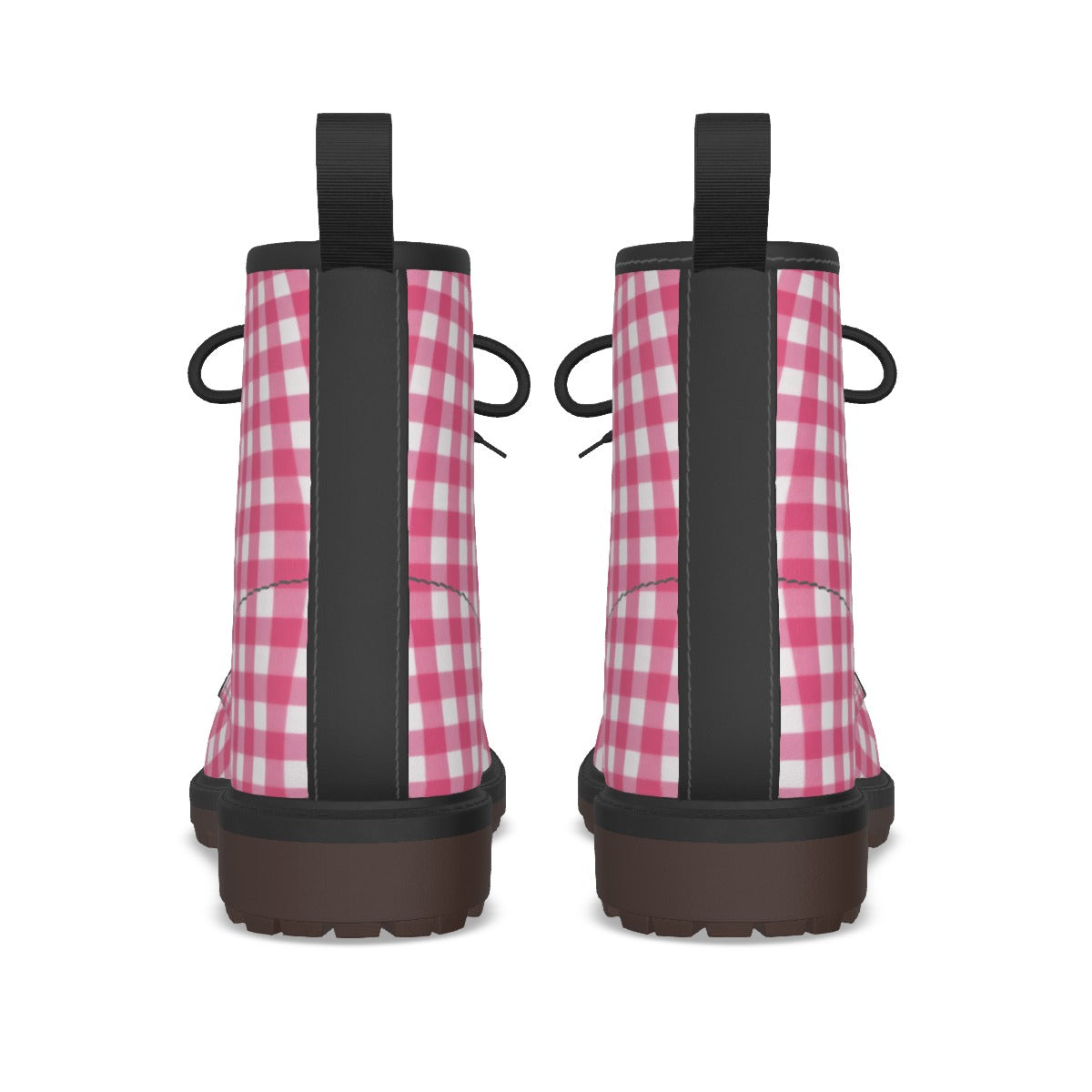 Pink Gingham Combat Boots