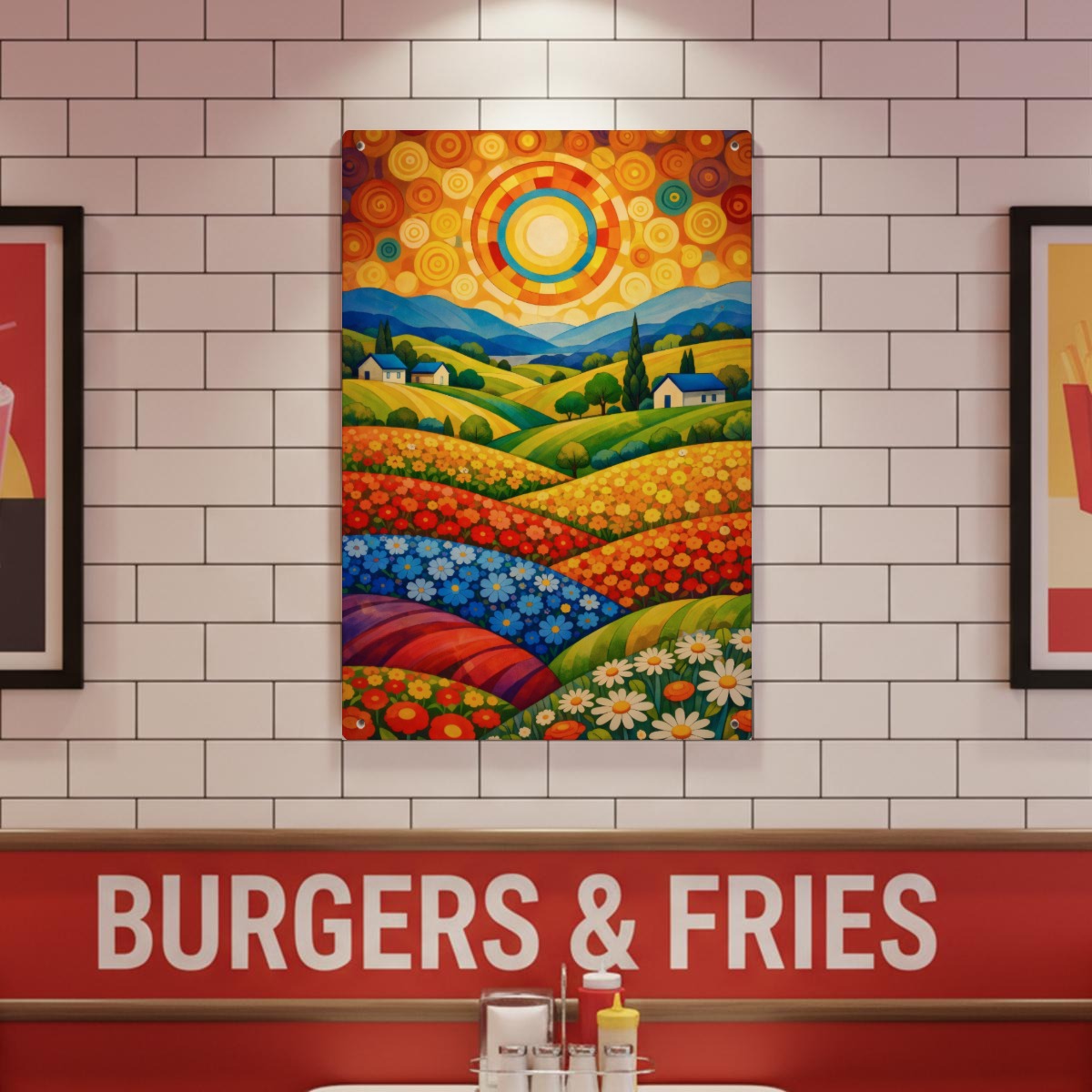 Retro Pop Art Metal Wall Art | Vertical Tin Sign 2:3