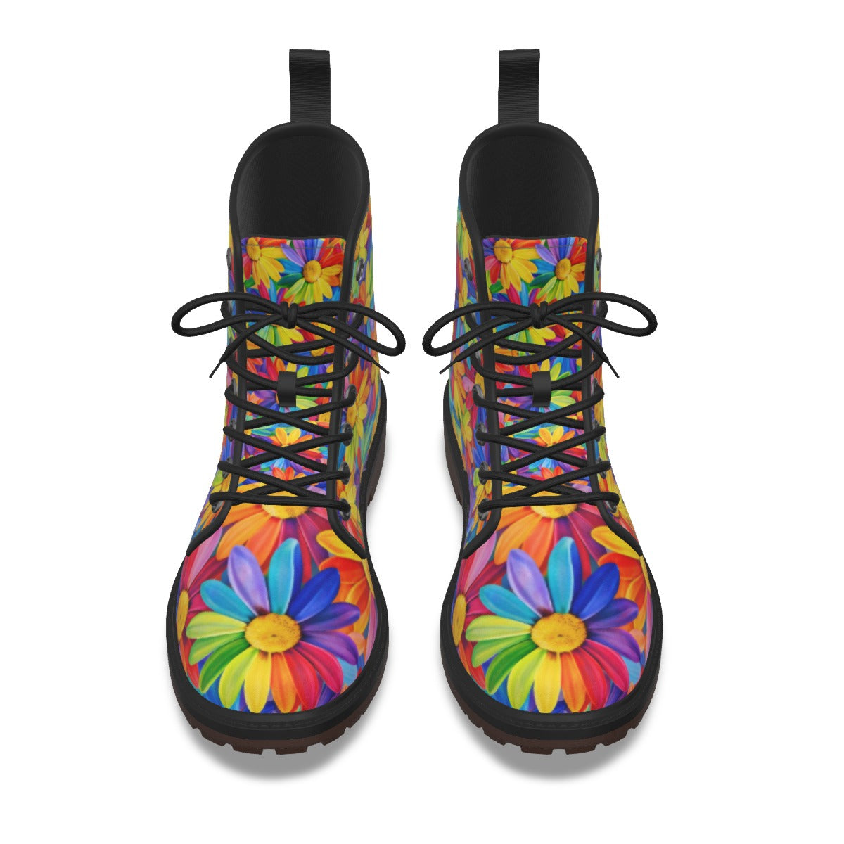 Rainbow Daisy Combat Boots