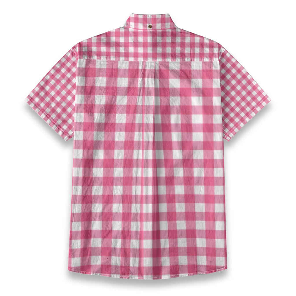 Pink Gingham Check Hawaiian Shirt