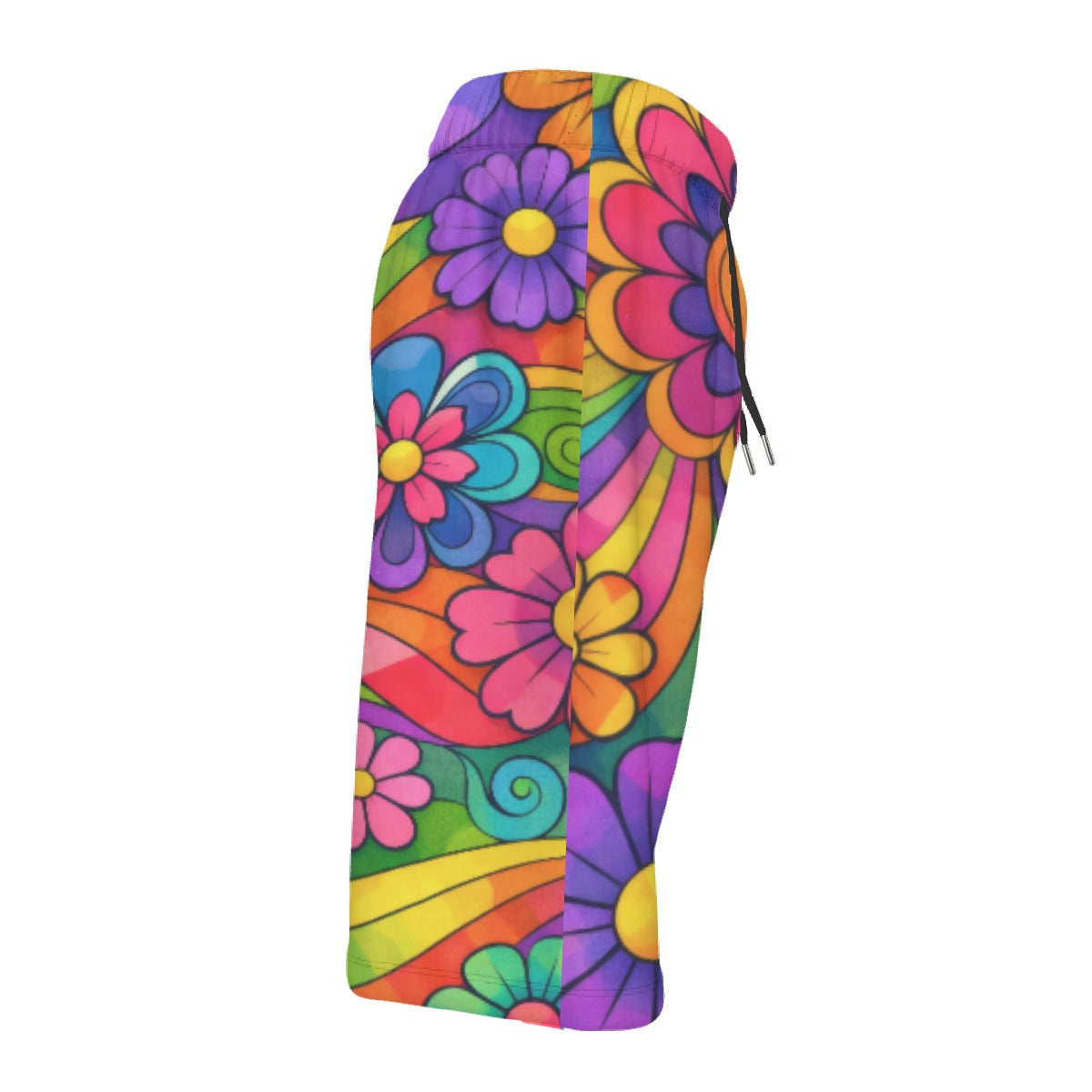 70s Rainbow Flower Power Men's Beach Shorts | All-Over Print With Lining