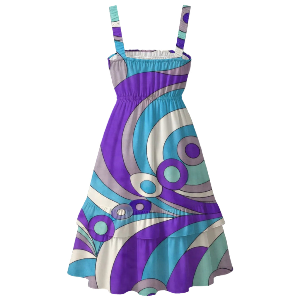 Retro Wave Swirl Ruffle Dress