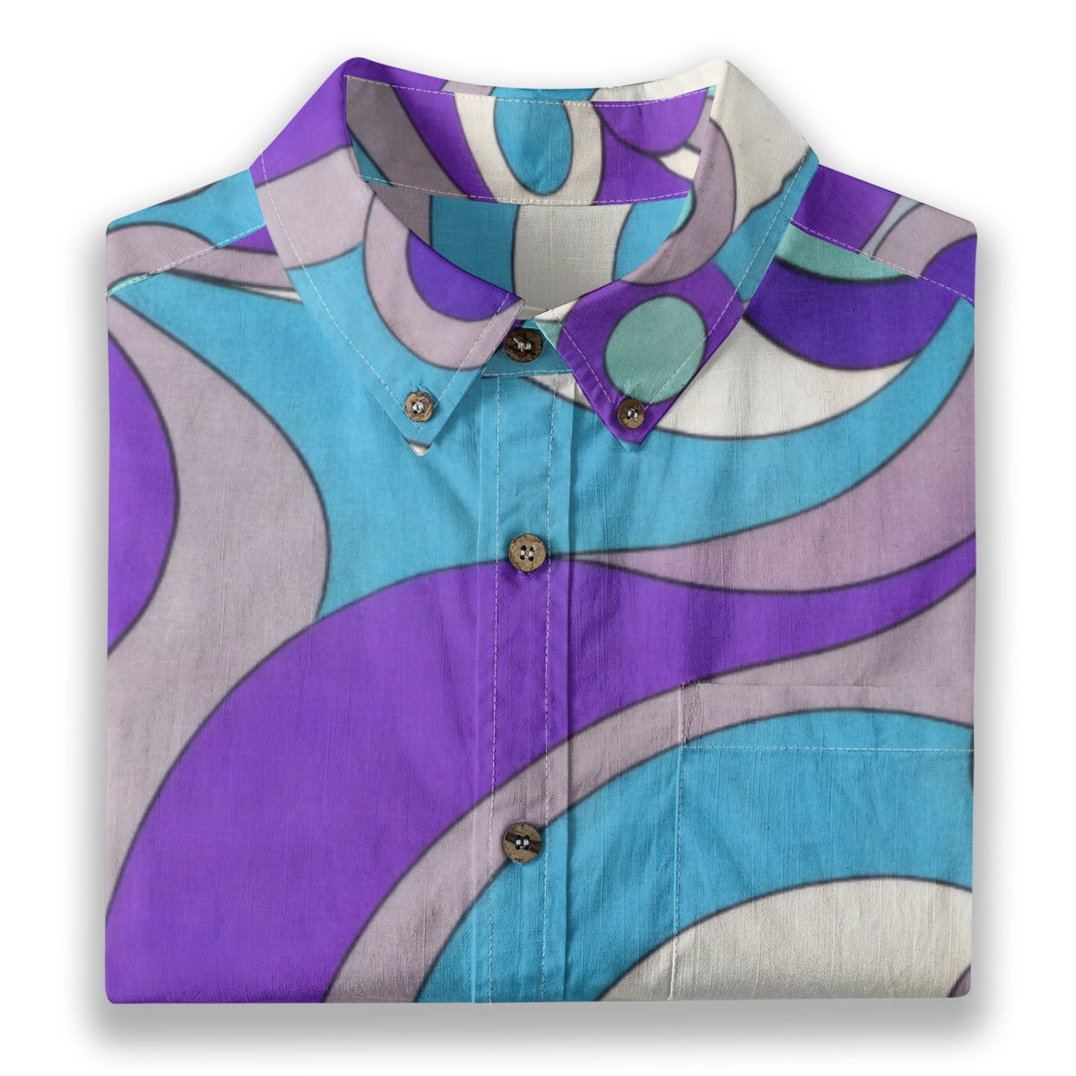 60s Mod Op-Art Circles Men's Cotton Shirt | All-Over Print Beach Shirt