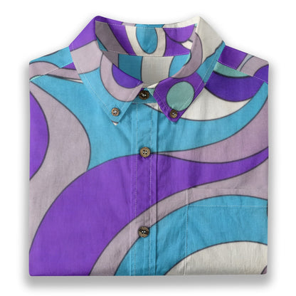 60s Mod Op-Art Circles Men's Cotton Shirt | All-Over Print Beach Shirt