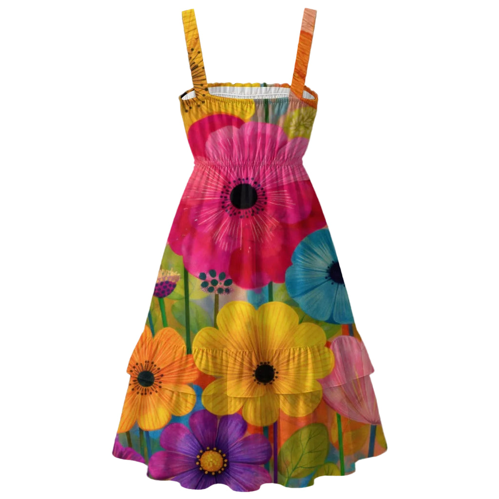 Bold Garden Gerbera Ruffle Dress