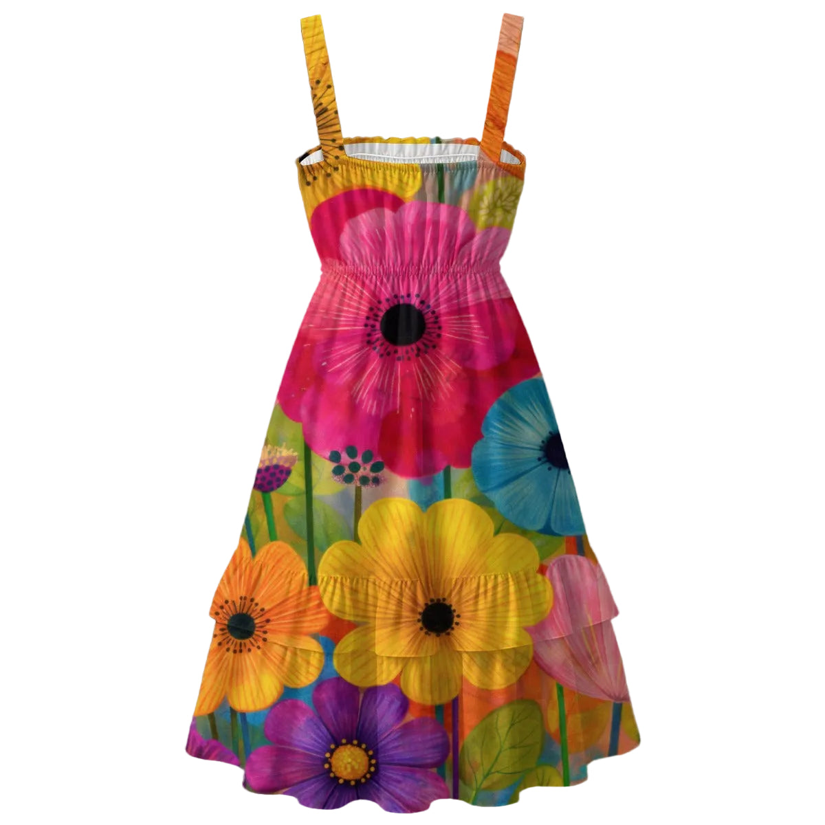 Bold Garden Gerbera Ruffle Dress