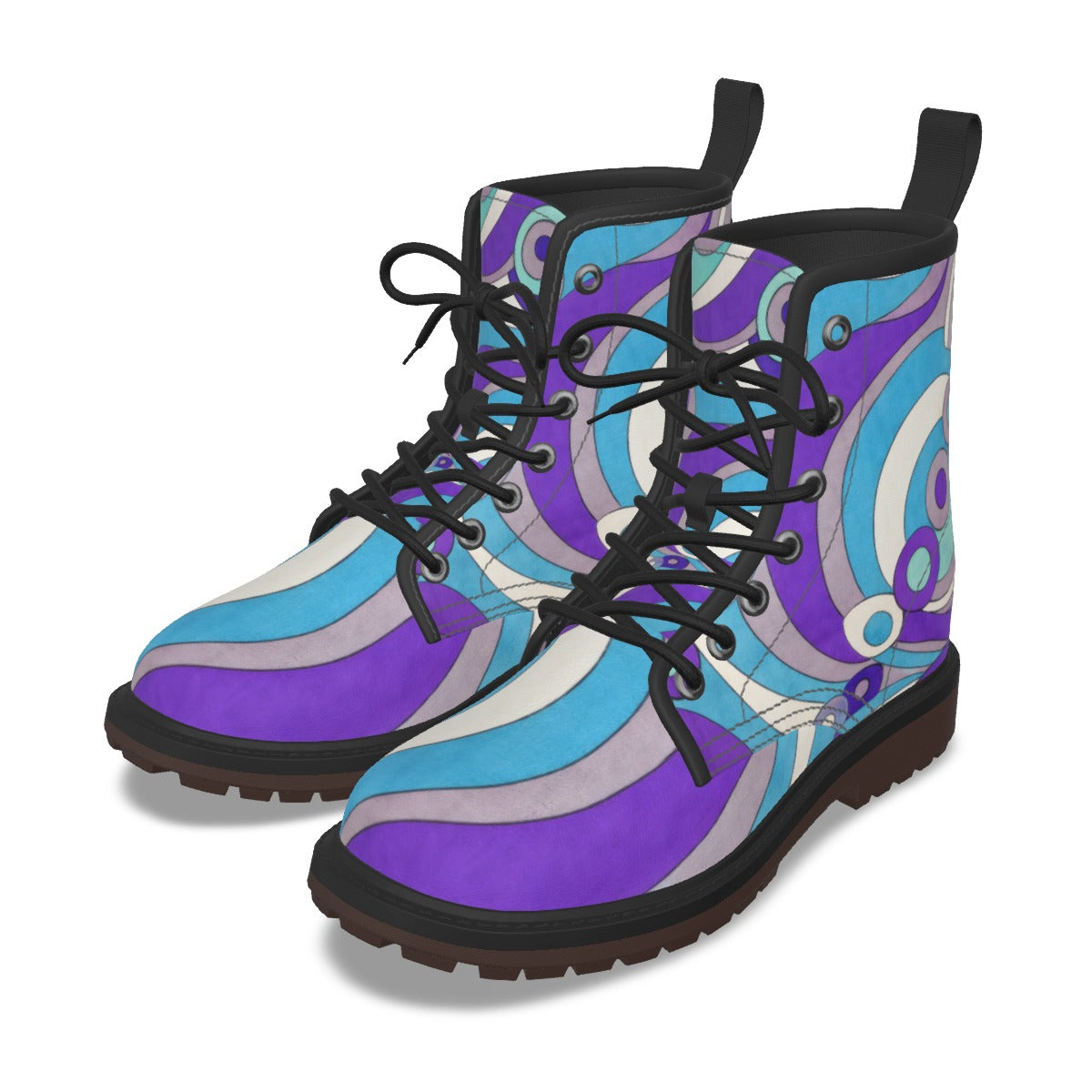 Swirl Op-Art Lace-Up Boots