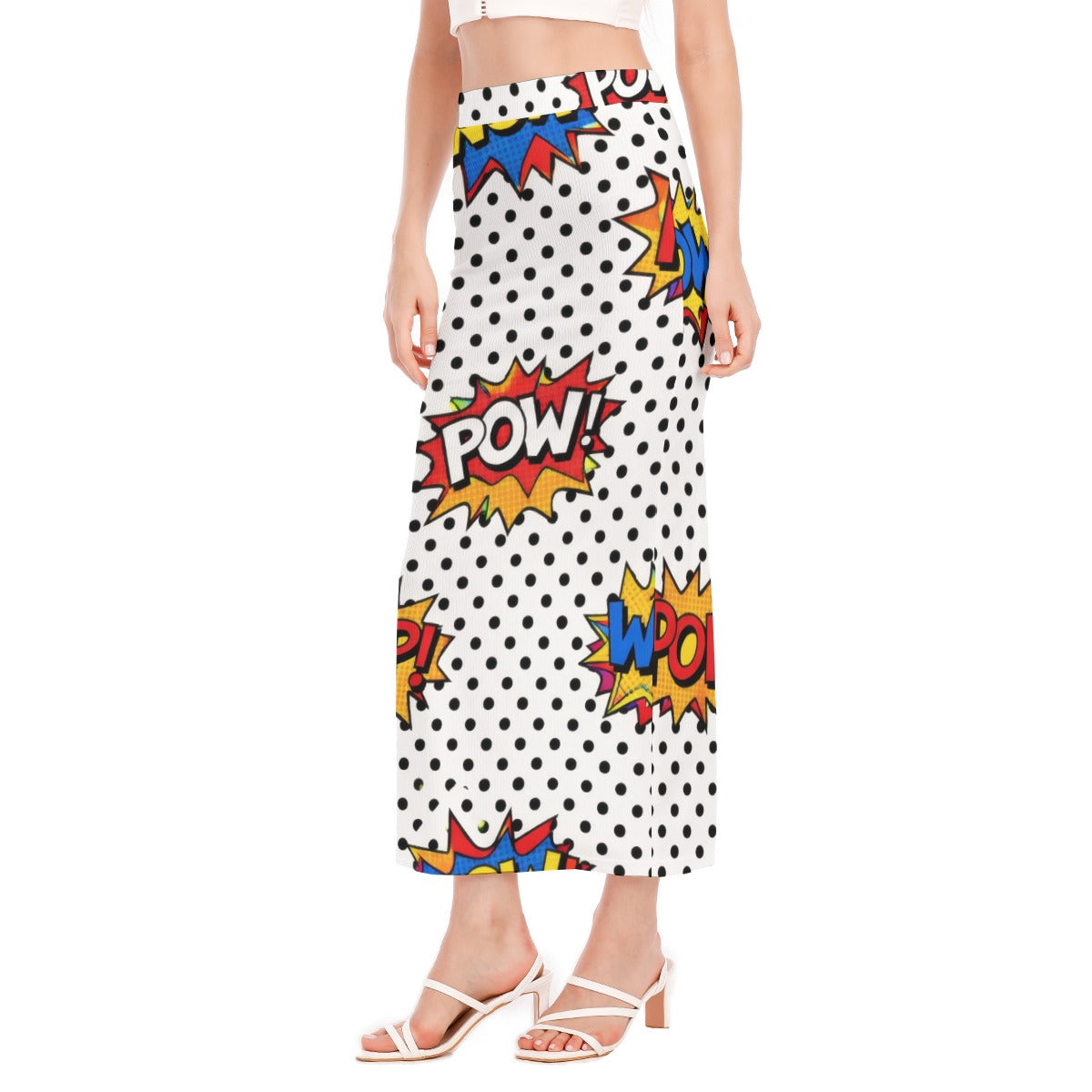 Groovy 60s Retro Comic Pop Art Polka Dot Apparel All-Over Print Women's Side Slit Skirt