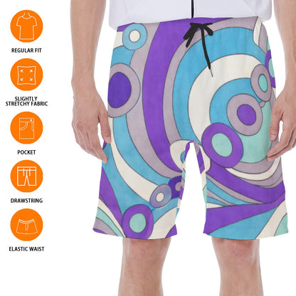 60s Mod Op-Art Circles Men's Beach Shorts | All-Over Print With Lining