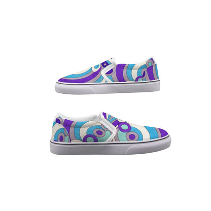 60s Mod Op-Art Circles Men's Slip On Sneakers | All-Over Print