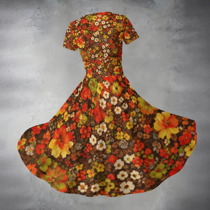 Floral dress with a brown background