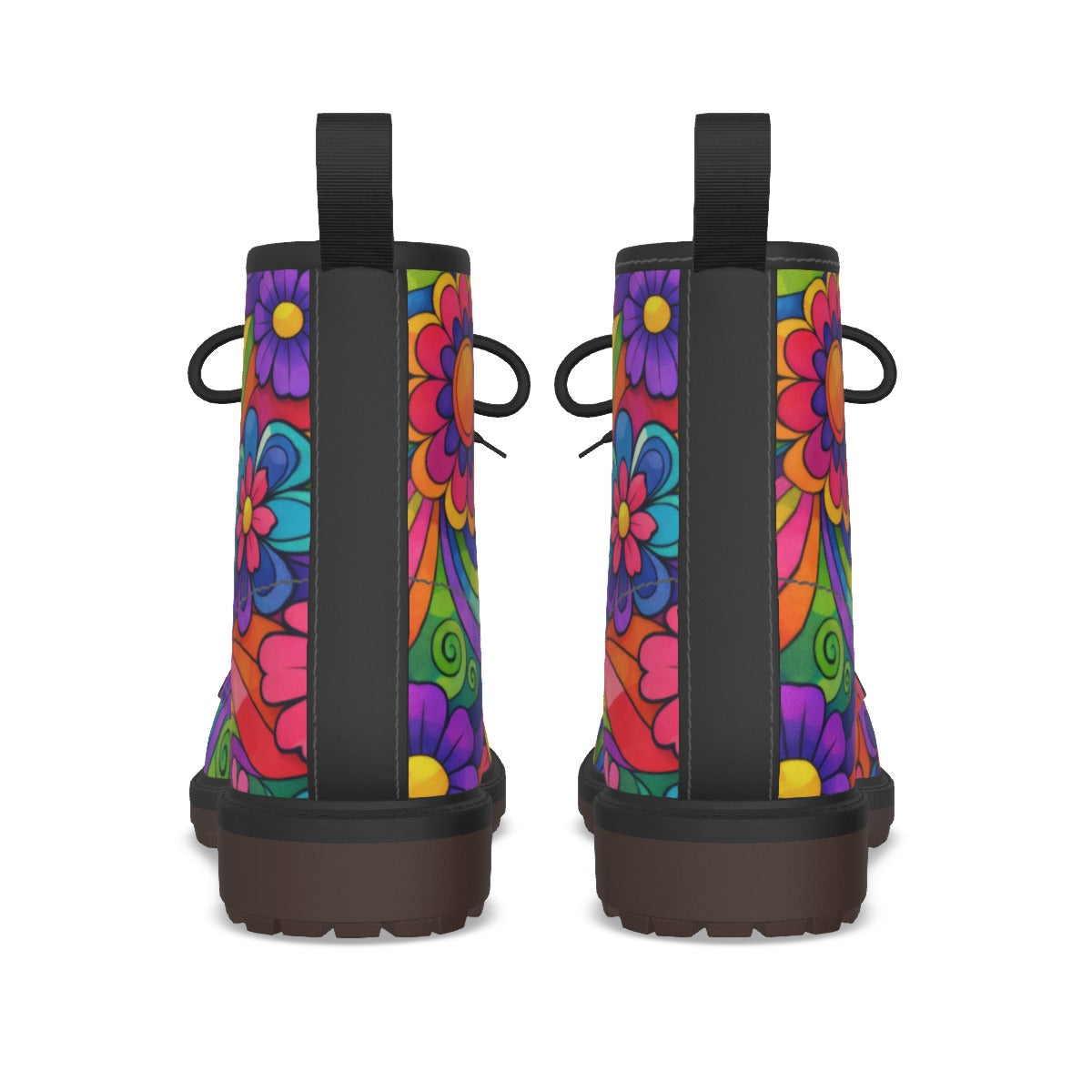 Rainbow Wave Flower Power Men's Martin Boots