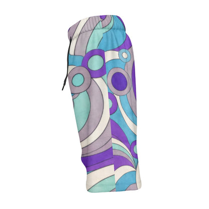 60s Mod Op-Art Circles Men's Beach Shorts | All-Over Print With Lining