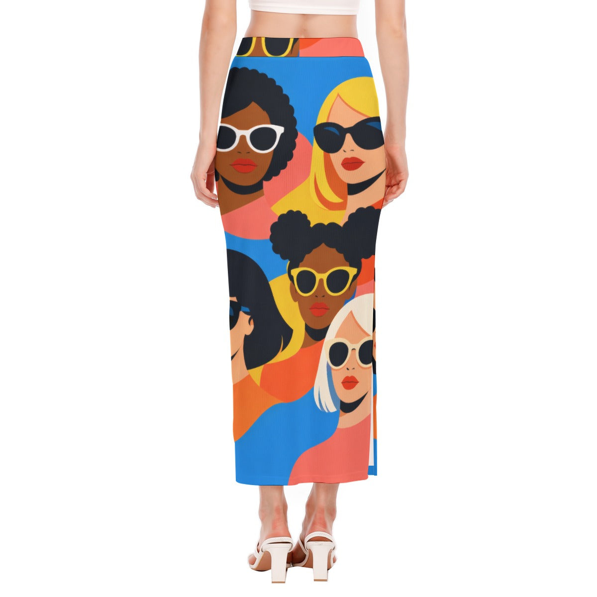 Pop Art Women with Sunglasses Women's Side Slit Skirt | All-Over Print