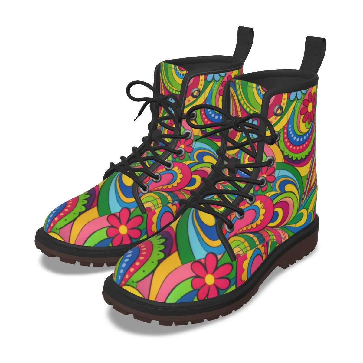 Psychedelic Paisley Combat Boots