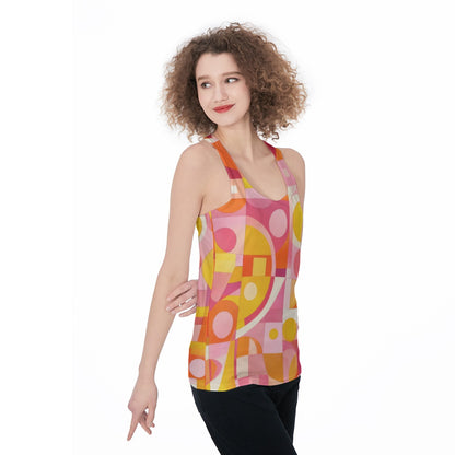 60s Geometric Abstract Racerback Tank Top All-Over Print Women's Racerback Tank Top