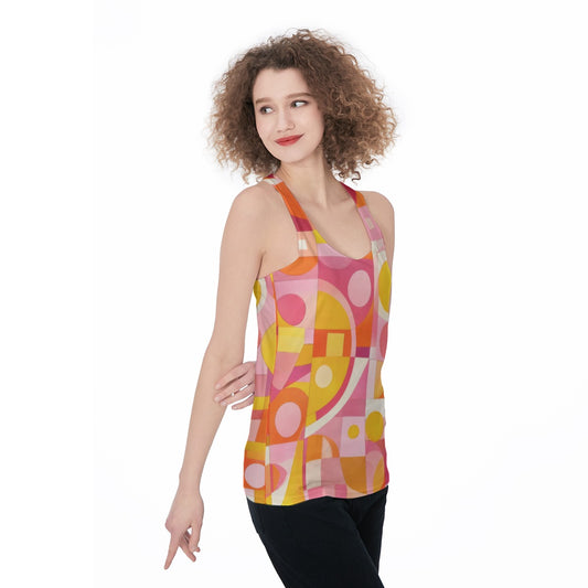 60s Geometric Abstract Racerback Tank Top All-Over Print Women's Racerback Tank Top