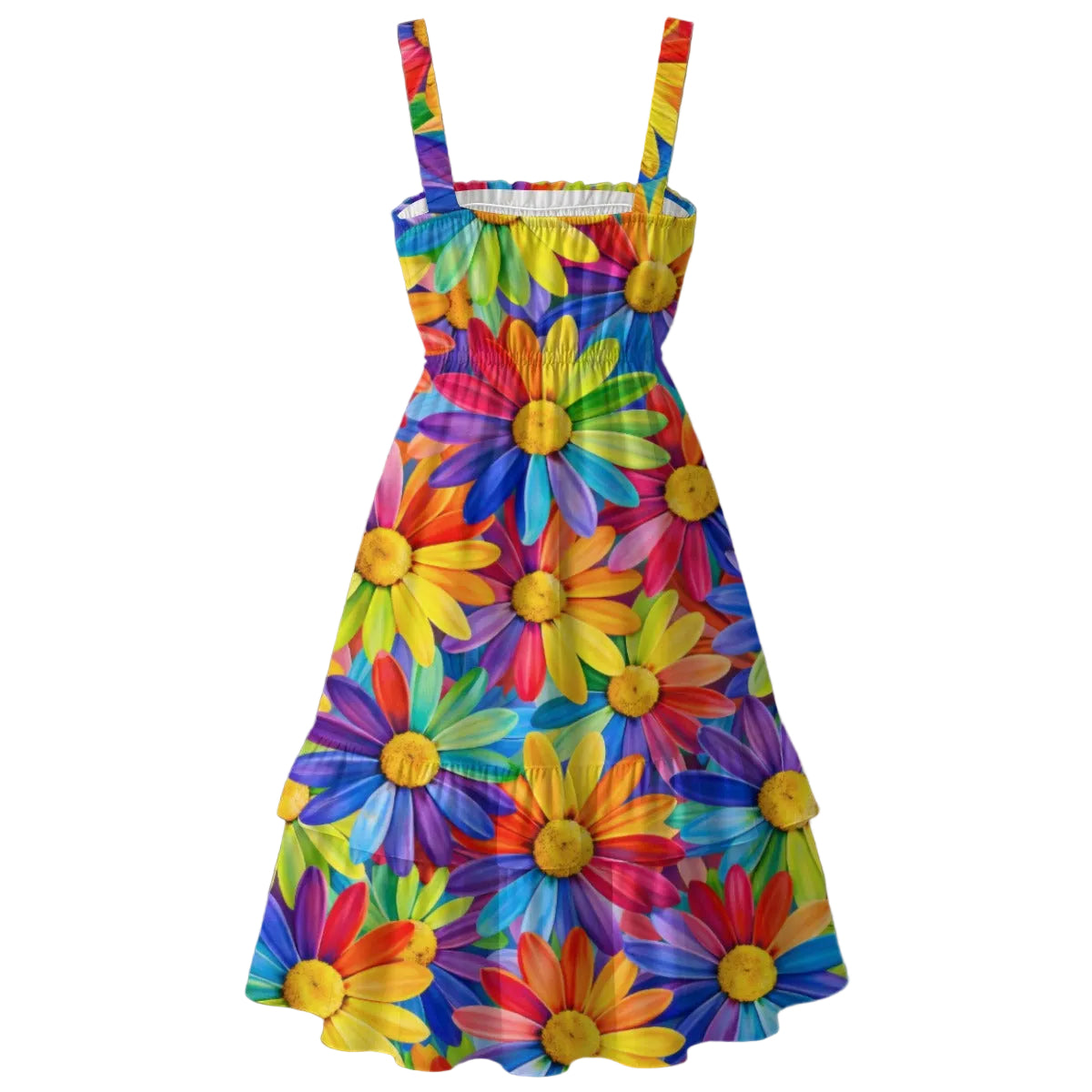 Rainbow Daisy Burst Ruffle Dress