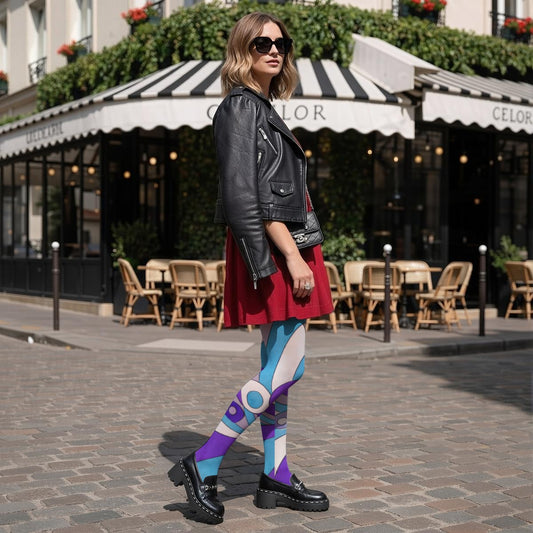 60s Mod Op-Art Circles Women's High-Stretch Tights | All-Over Print