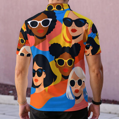 Pop Art Women Sunglasses Men's Polo Collar Jersey | All-Over Print