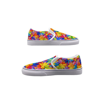 Rainbow Daisy Men's Slip On Sneakers | All-Over Print