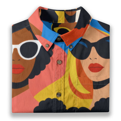 Pop Art Women Sunglasses Men's Cotton Shirt | All-Over Print Beach Shirt