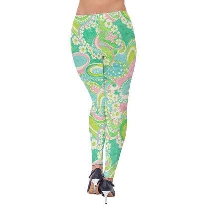 Groovy 70s Hippie Paisley Swirl Leggings All-Over Print Women's High-Stretch Leggings