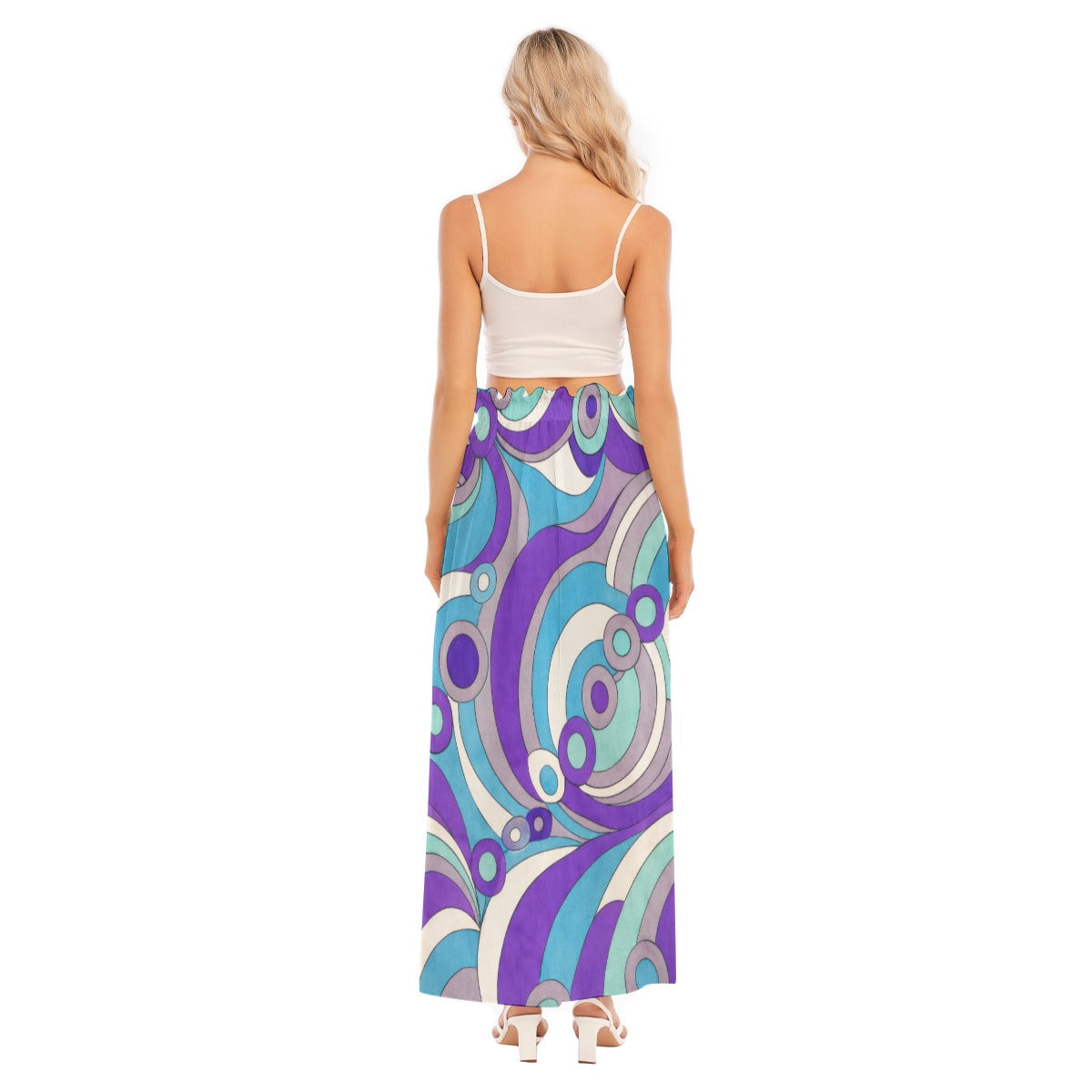 60s Mod Op-Art Circles Women's Side Split Skirt | All-Over Print