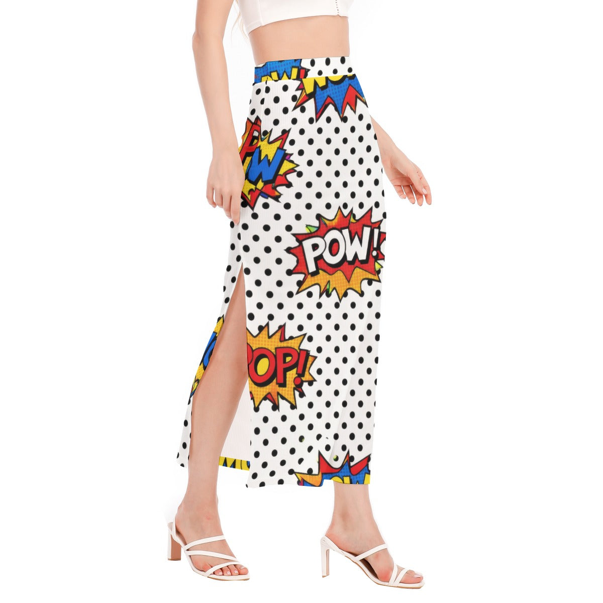 Groovy 60s Retro Comic Pop Art Polka Dot Apparel All-Over Print Women's Side Slit Skirt