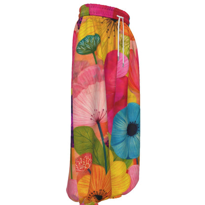 Painted Garden Floral Unisex Lantern Pants | Artistic Wildflower Oil Print