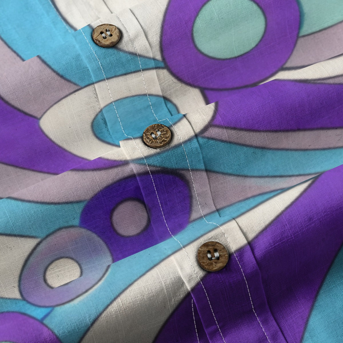 60s Mod Op-Art Circles Men's Cotton Shirt | All-Over Print Beach Shirt