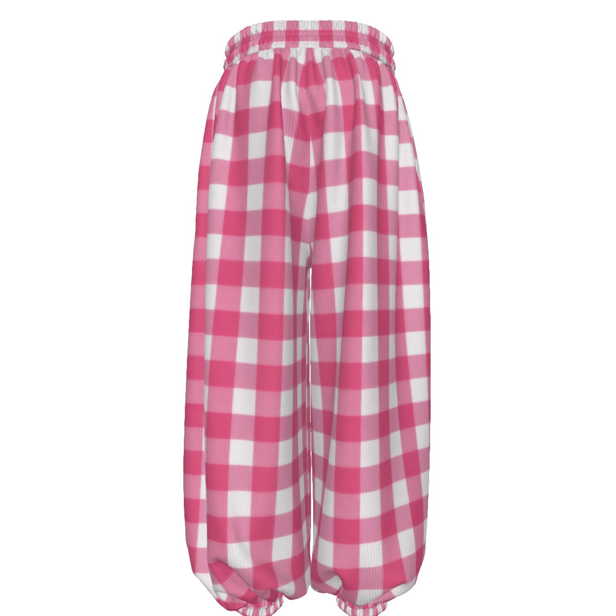 Pink Gingham Check Unisex Lantern Pants | Retro Barbie Plaid Print
