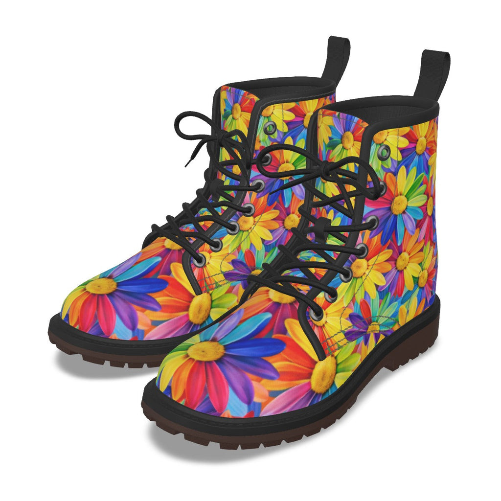Rainbow Daisy Combat Boots