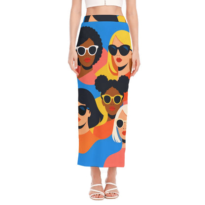 Pop Art Women with Sunglasses Women's Side Slit Skirt | All-Over Print