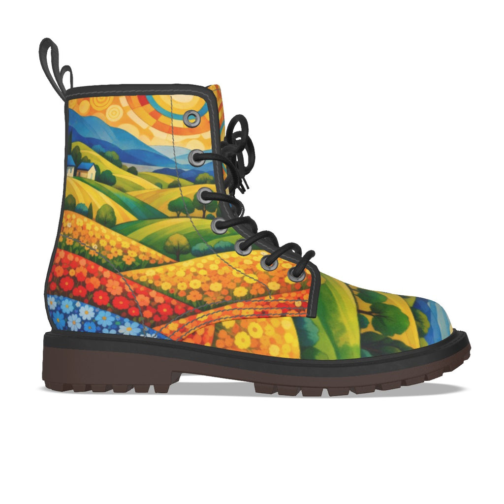 Colorful Landscape Lace-Up Boots