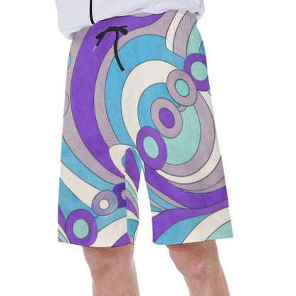 60s Mod Op-Art Circles Men's Beach Shorts | All-Over Print With Lining