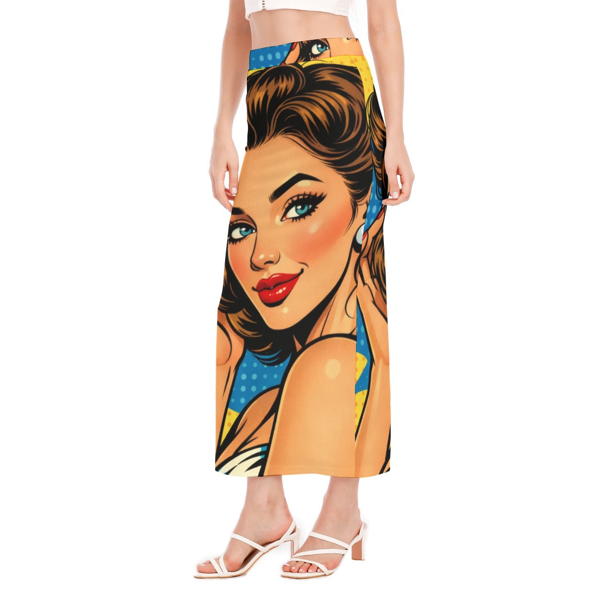 Vintage 60s Retro Comic Pop Art Girl Apparel All-Over Print Women's Side Slit Skirt