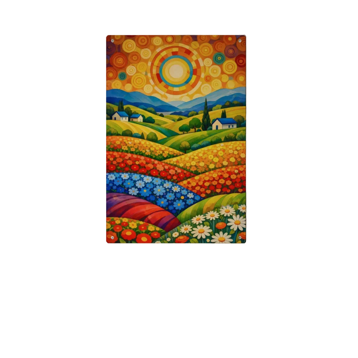 Folk Sun Fields - Rolling Hills Canvas Mural