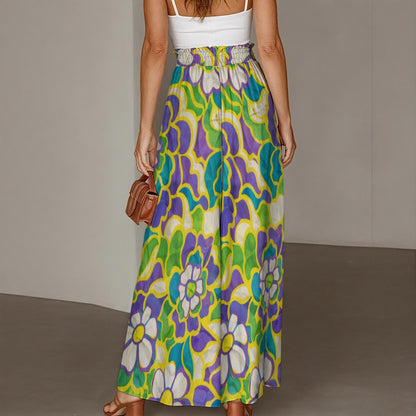 All-Over Print Women's Ruffled Wide-Leg Pants