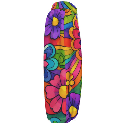 Rainbow Flower Power Unisex Lantern Pants | 70s Groovy Floral Print
